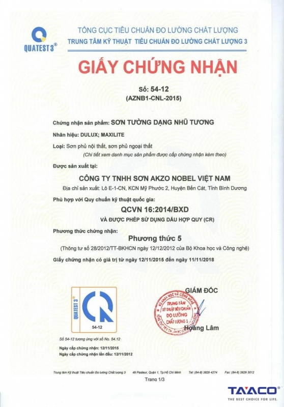 Thương hiệu sơn Maxilite đưa ra bản cam kết chất lượng sản phẩm