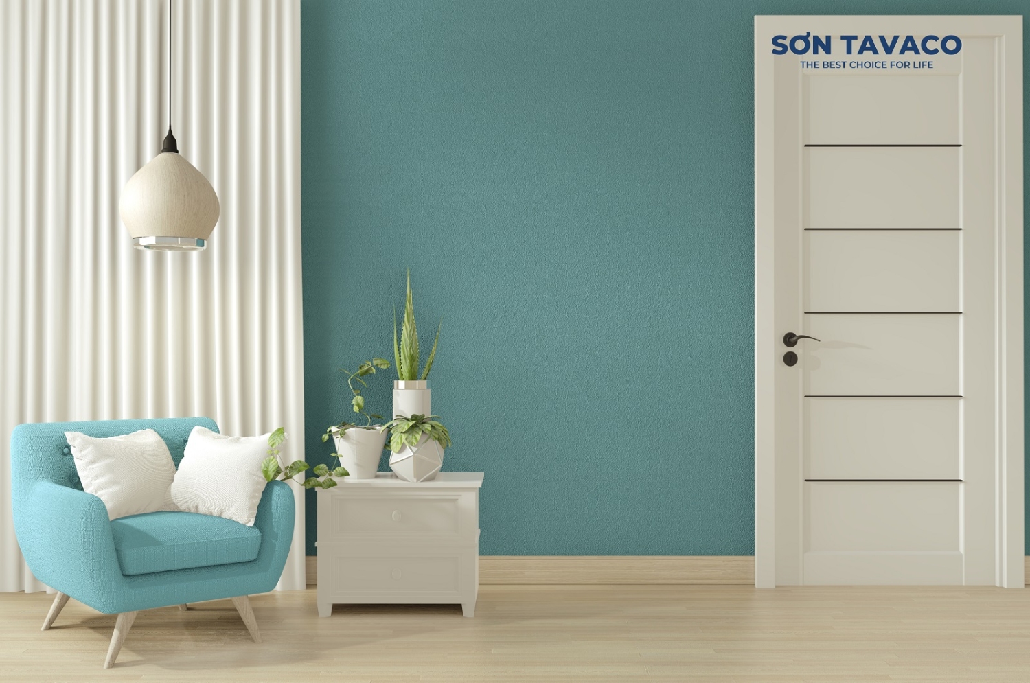 phoi mau phong khach xanh ngoc bich