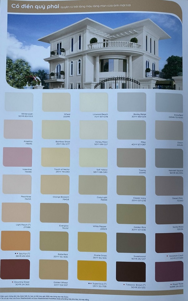 bang mau son dulux ngoai troi