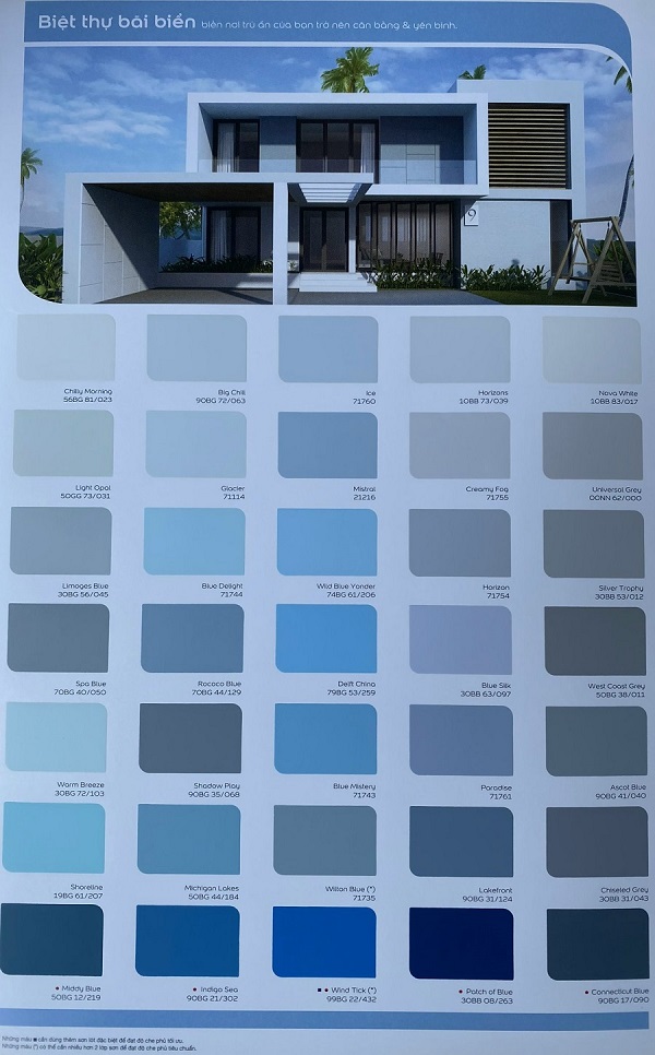 bang mau son dulux weathershield ngoai troi