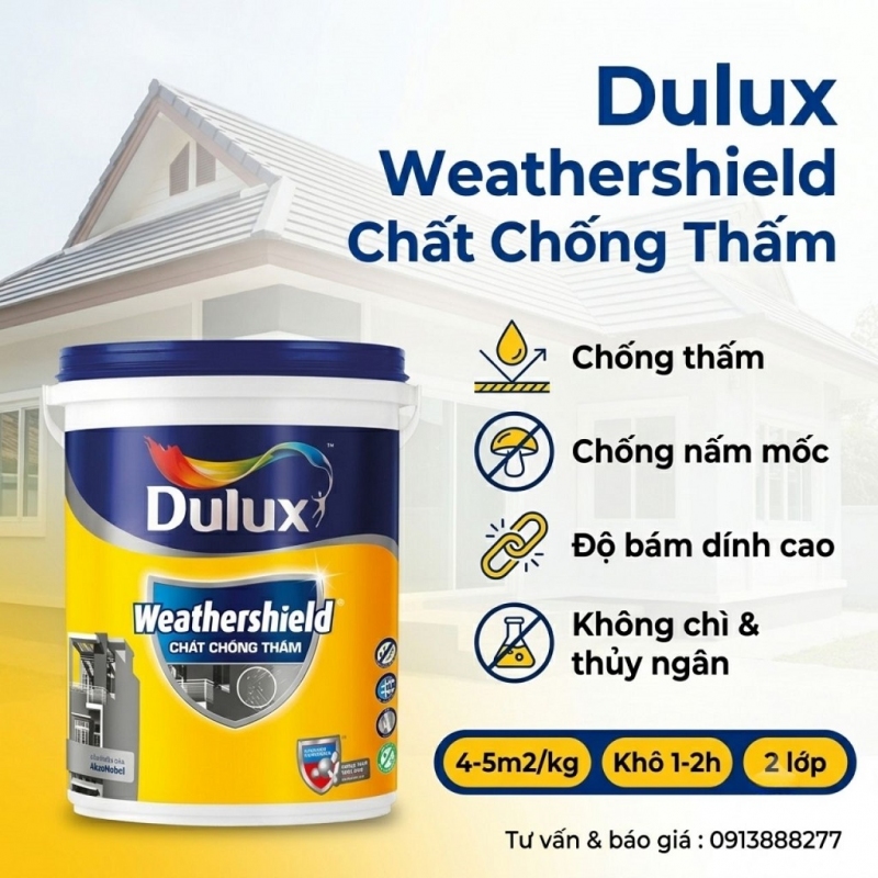 Chất Chống Thấm Dulux Weathershield Y65 Pha Xi Măng 20kg