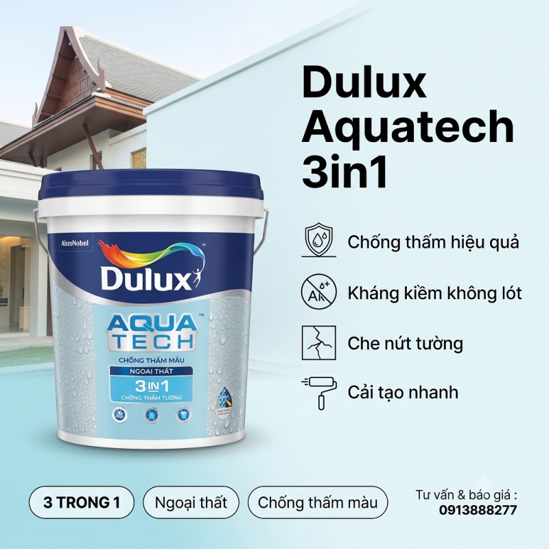 Sơn Chống Thấm Tường Dulux Aquatech 3in1 V189 20kg