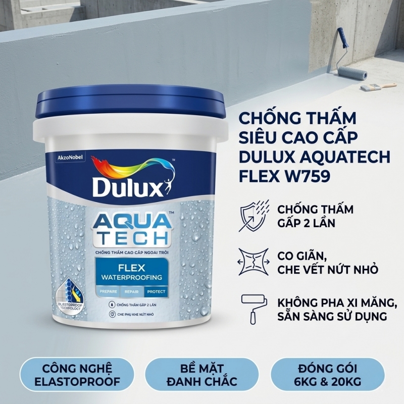 Sơn Chống Thấm Tường Dulux Aquatech Flex W759 20kg