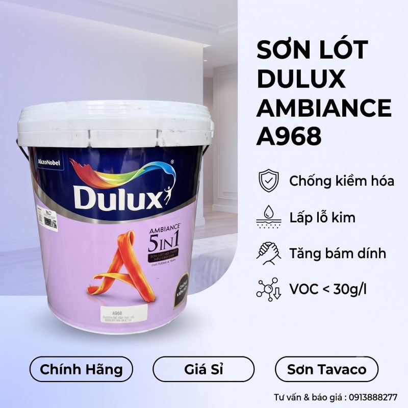 Sơn Lót Nội Thất Dulux Ambiance Primer A968 15L
