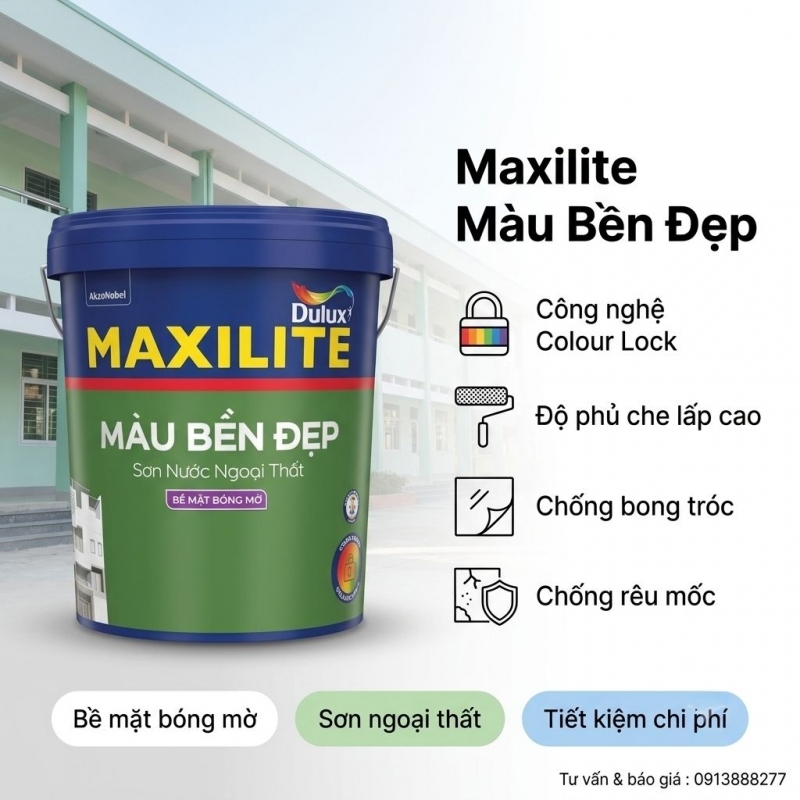 Sơn Maxilite Ngoại Thất Màu Bền Đẹp Bóng M60B Thùng 15L
