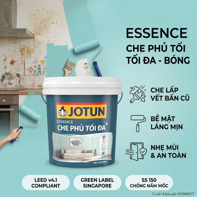 Sơn Nội Thất Jotun Essence Che Phủ Tối Đa Bóng 15L