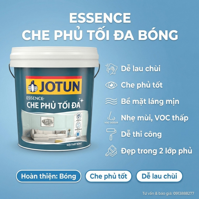 Sơn Jotun Essence Che Phủ Tối Đa Bóng