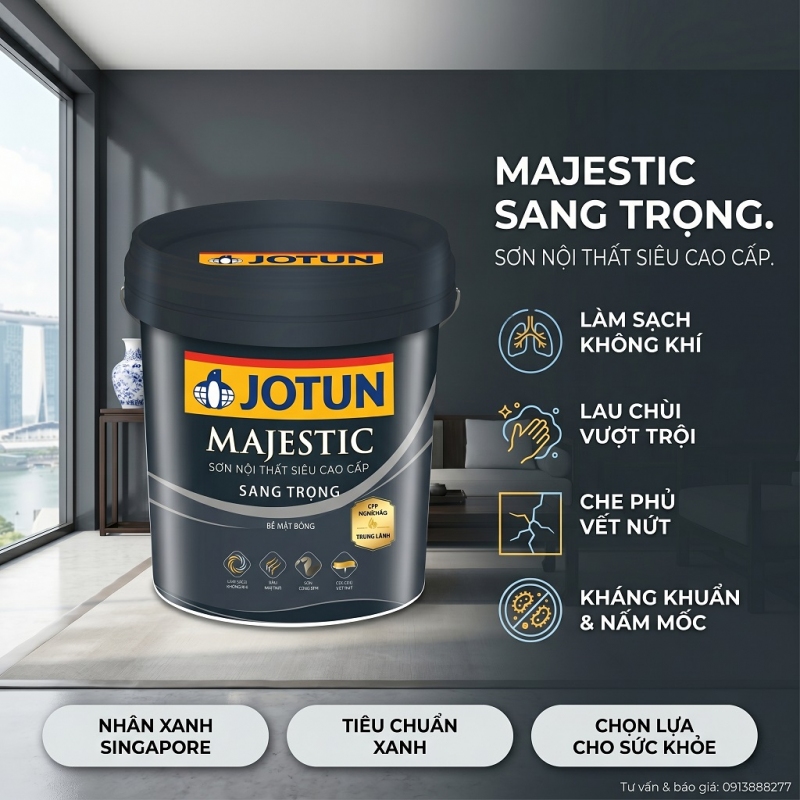 Sơn Nội Thất Jotun Majectis Sang Trọng Bóng 15L