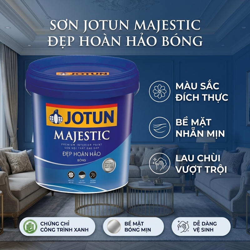 Sơn Nội Thất Jotun Majestic Đẹp Hoàn Hảo Bóng 15L