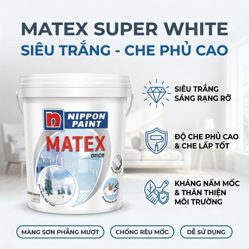 Sơn Nội Thất Nippon Matex Super White 17L